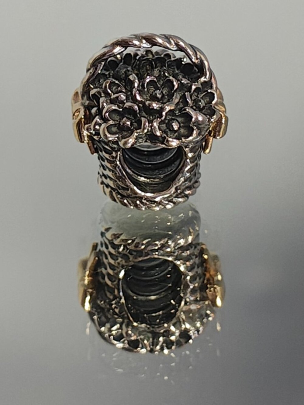 Authentic Pandora Forever Bloom Basket 790960 Retired 14K Gold Sterling Charm - Picture 7 of 11